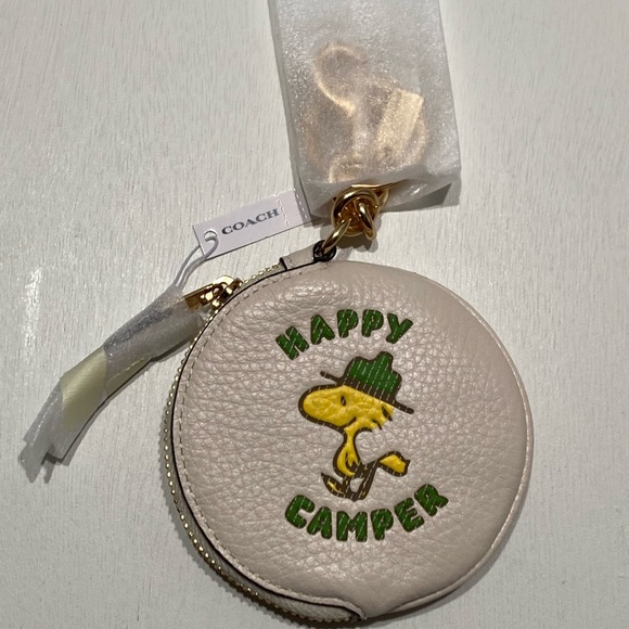 Coach X Peanuts Circular Pouch Bag Charm Woodstock Coin Wallet Purse Keychain - Picture 5 of 6